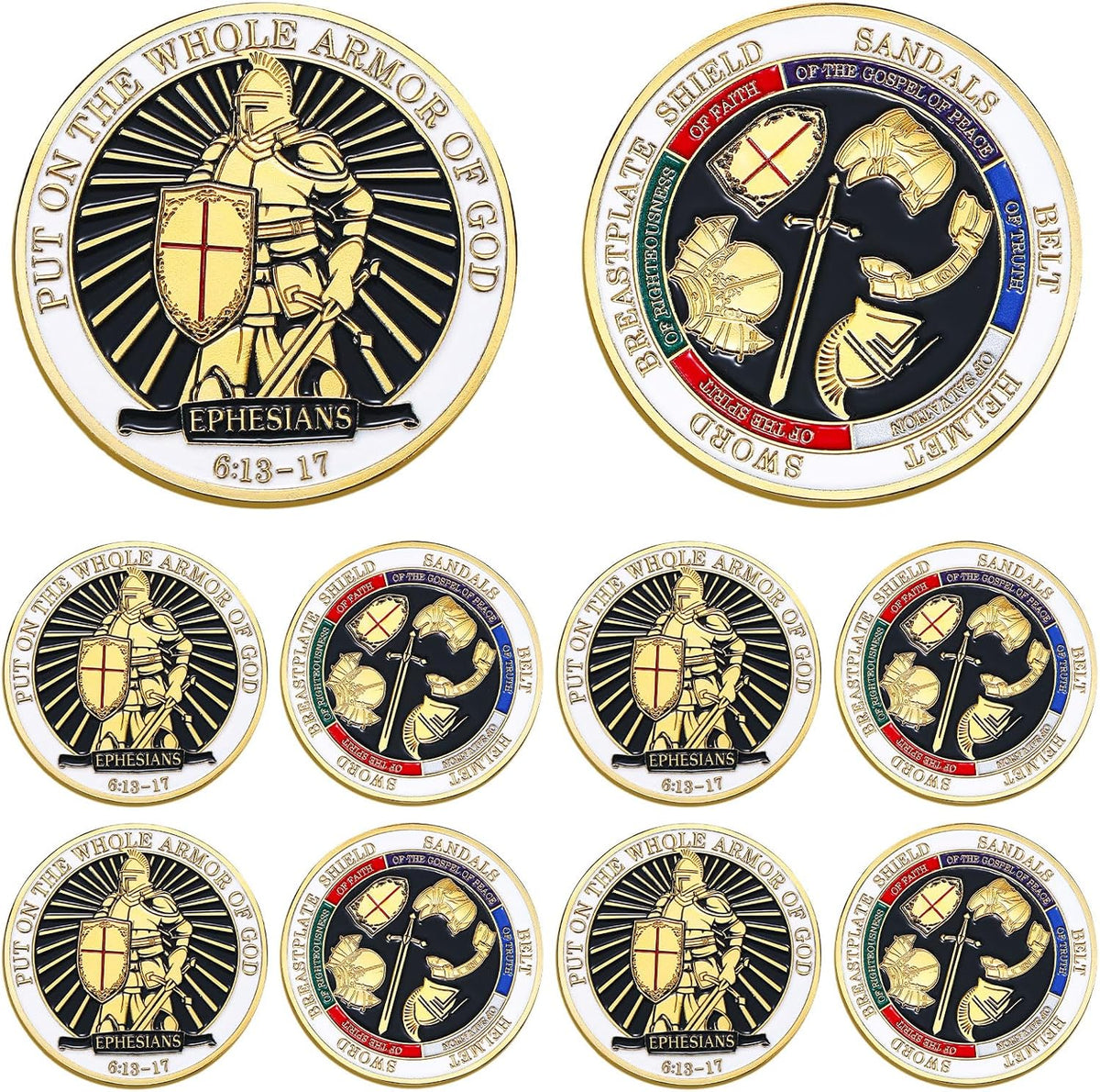 Nosiny 10 piece armor of God prayer coins in classic style alloy metal - view 5