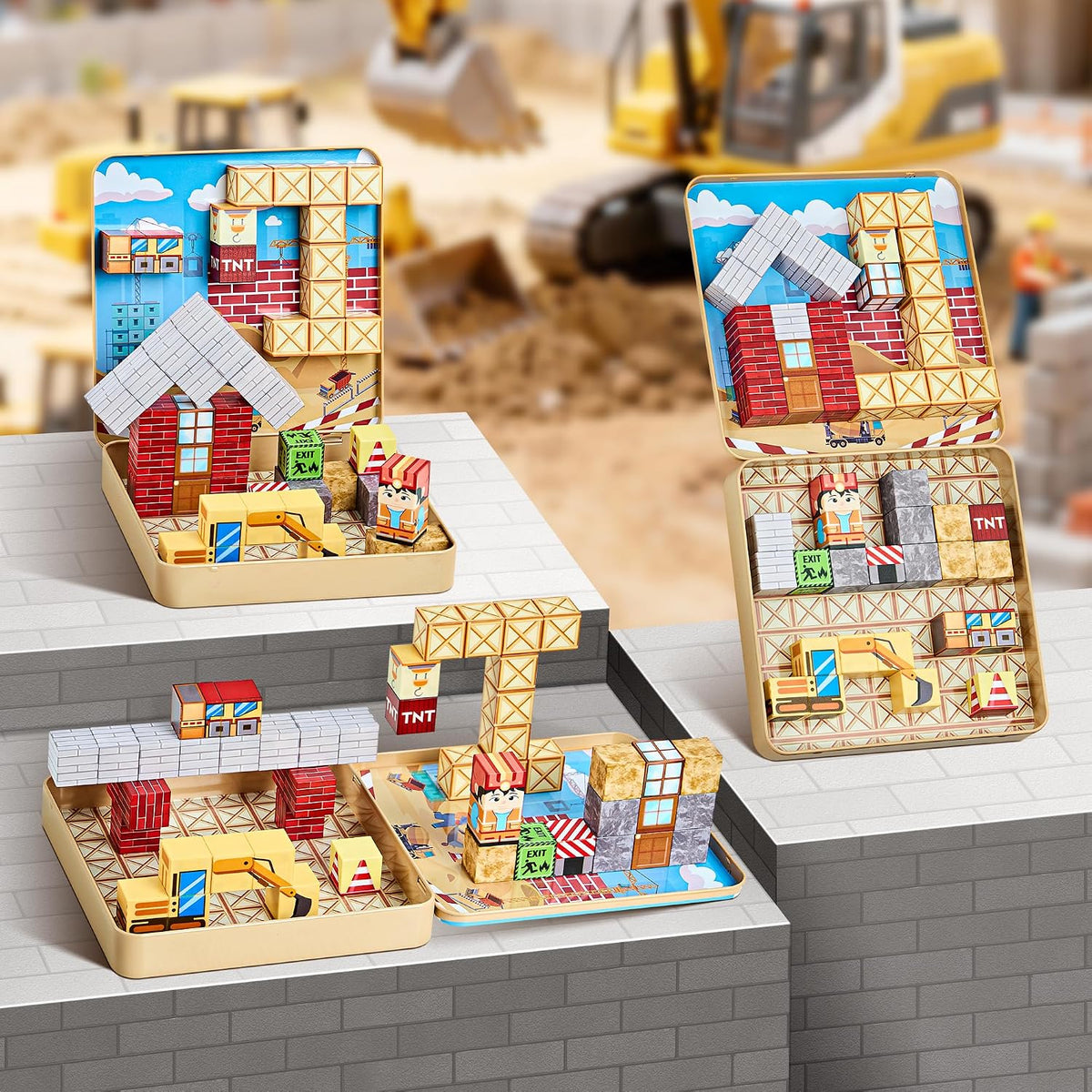 EWED 200 piece forest themed magnetic building blocks with trees, houses and figures - view 19
