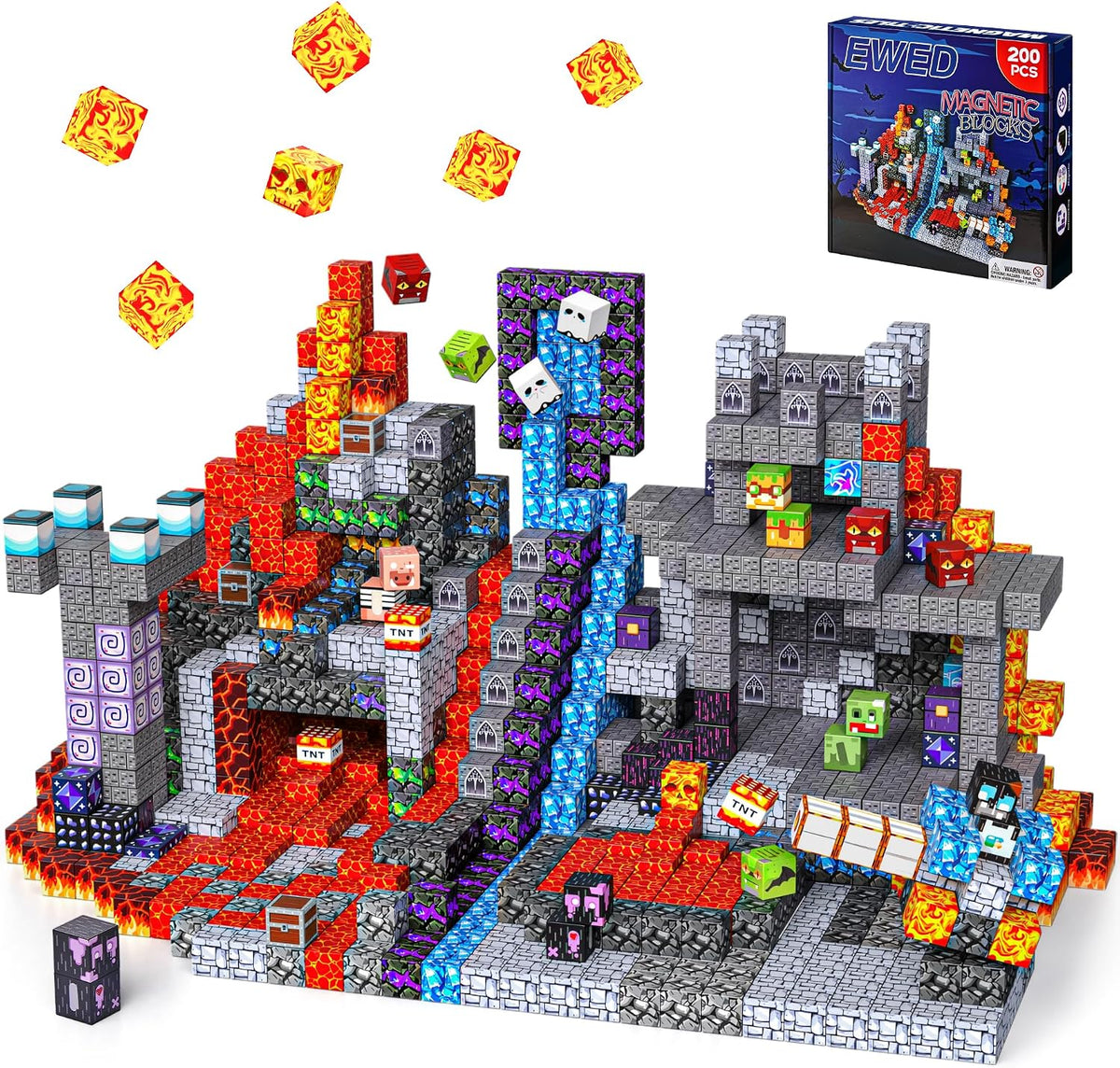 EWED 200 piece forest themed magnetic building blocks with trees, houses and figures - view 6