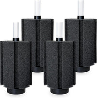 125-150 Gal Extra Large Aquarium Sponge Filter with Air Stone and Ceramic Media, 4 Pack Quiet Fish Tank Sponge Filter for Breeding Fry Betta Shrimp Fish Tank