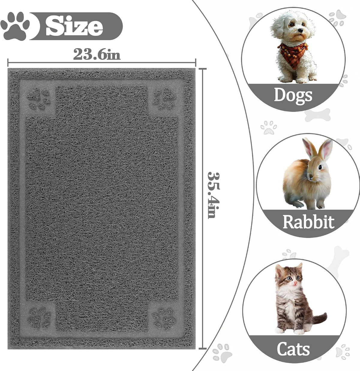 Darkyazi Pet Feeding Mat Large for Dogs and Cats - Grey - image 2