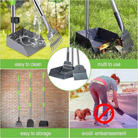 Niubya Pooper Scooper for Dogs, Metal Poop Scooper Tray Spade and Rake Set, Poop Scoop with Adjustable Long Handle, Dog Pooper Scooper for Pet Waste Removal