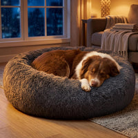 Bedsure SupportMax Calming Dog Beds Large Sized Dog Washable Pet Bed - Dark Grey / L(36x36x8)