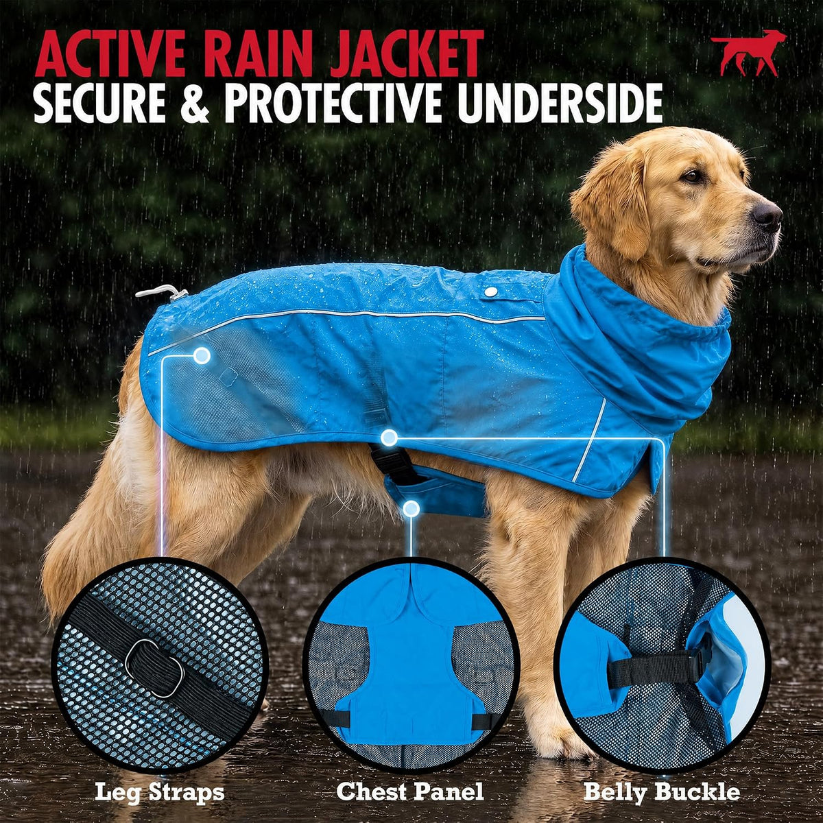 Tuff Pupper Waterproof Dog Raincoat - Pacific Blue / X-Large (60-80 lbs) - image 3