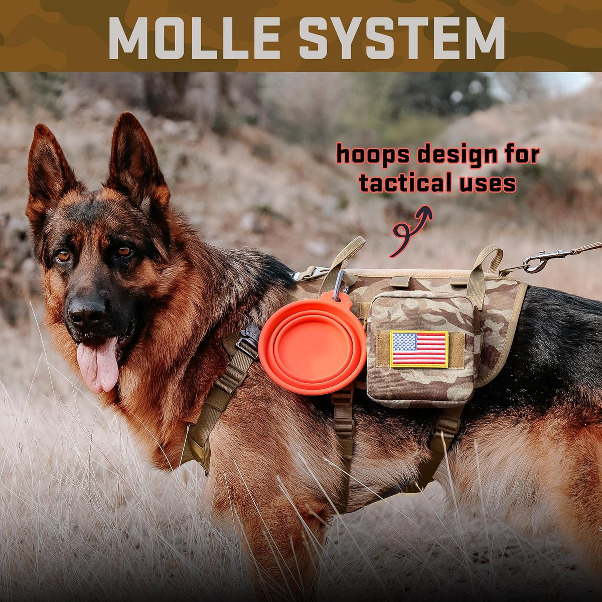 Forestpaw Tactical Dog Harness for Medium Dogs, Service Dog Vest - L:Chest 27-40",Fit 70-140lbs / Camouflage Brown - image 2