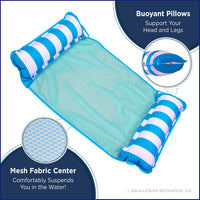 Aqua 4-in-1 Monterey Hammock Pool Float & Water Hammocks - Light Blue & Navy/White Stripe / Monterey Hammock / 2 Pack - image 2