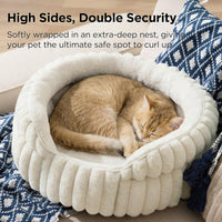 Bedsure ComfyFleece Washable Cute Cat Bed, Soft Round Kitten Bed - 20''x20''x8'' / Cream - image 2