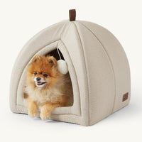 Bedsure 2in1 Cat Beds for Indoor Cats Cave for Kitten with Washable - L(17.3x17.3x17.3) / Beige