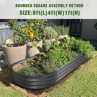 Land Guard 8×4×1 ft Galvanized Raised Garden Bed Kit，Raised Garden Boxes Outdoor, Oval Metal Raised Garden Beds for Vegetables（Grey）………