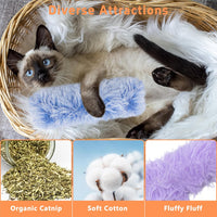 3 Pack Catnip Toys, Soft and Durable Cat Pillows Toys - Purple+Blue+Pink - image 2