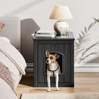 Outdoor & Indoor Dog House for Weatherproof and Stylish Furniture, Insulated Dog House Outdoor, Multi - Use for Small and Medium Dogs (Black, 22.8" L × 17.7" W × 21.7" H)
