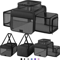 Top and 2 Sides Expandable Cat Carrier 17x11x11, TSA Airline Approved Dog Carriers for Medium Dogs, Soft-Sided Pet Carrier with Self-Locking Zippers for Kitten,Rabbit, Puppy, Guinea Pig Black
