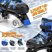 Kuxuan Adjustable Roller Skates with Fun Illuminating Rollerskate - Camo Blue / Large - Youth(4-7US) - image 2