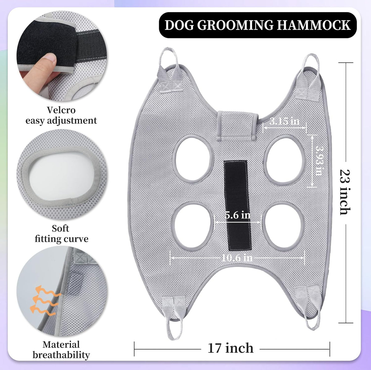 PatiencET Dog Grooming Hammock Kit – Essentials for Dogs - Gray / S (17 LB Max) - image 2