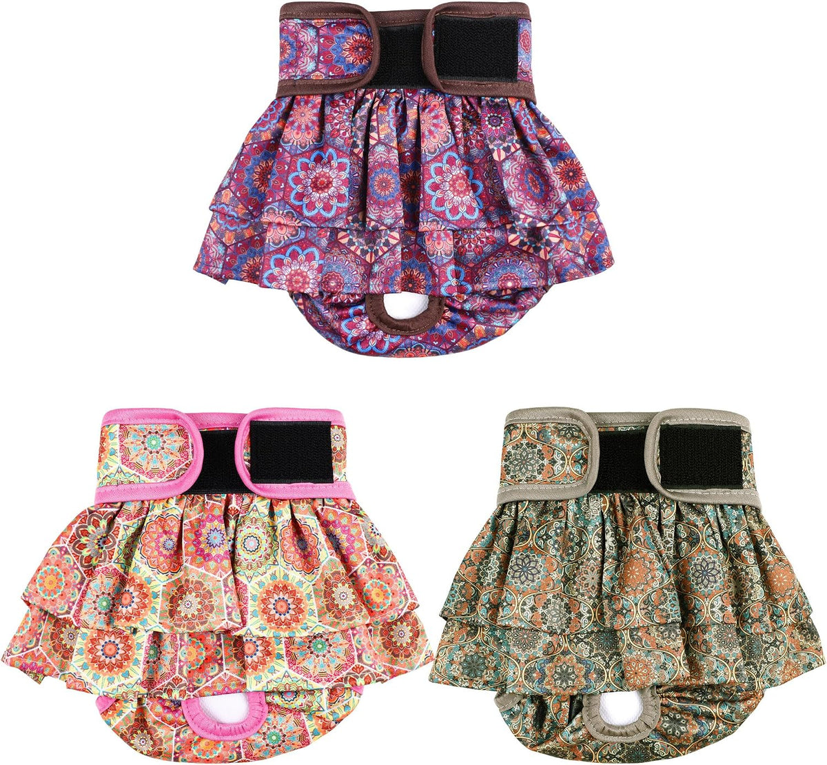 wegreeco Dog Diapers Female - Large (Pack of 3) / Ethnic Print