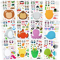 JOYIN 36 Sheets 9"x6" Make a face Stickers for Kids - Mixed Animals