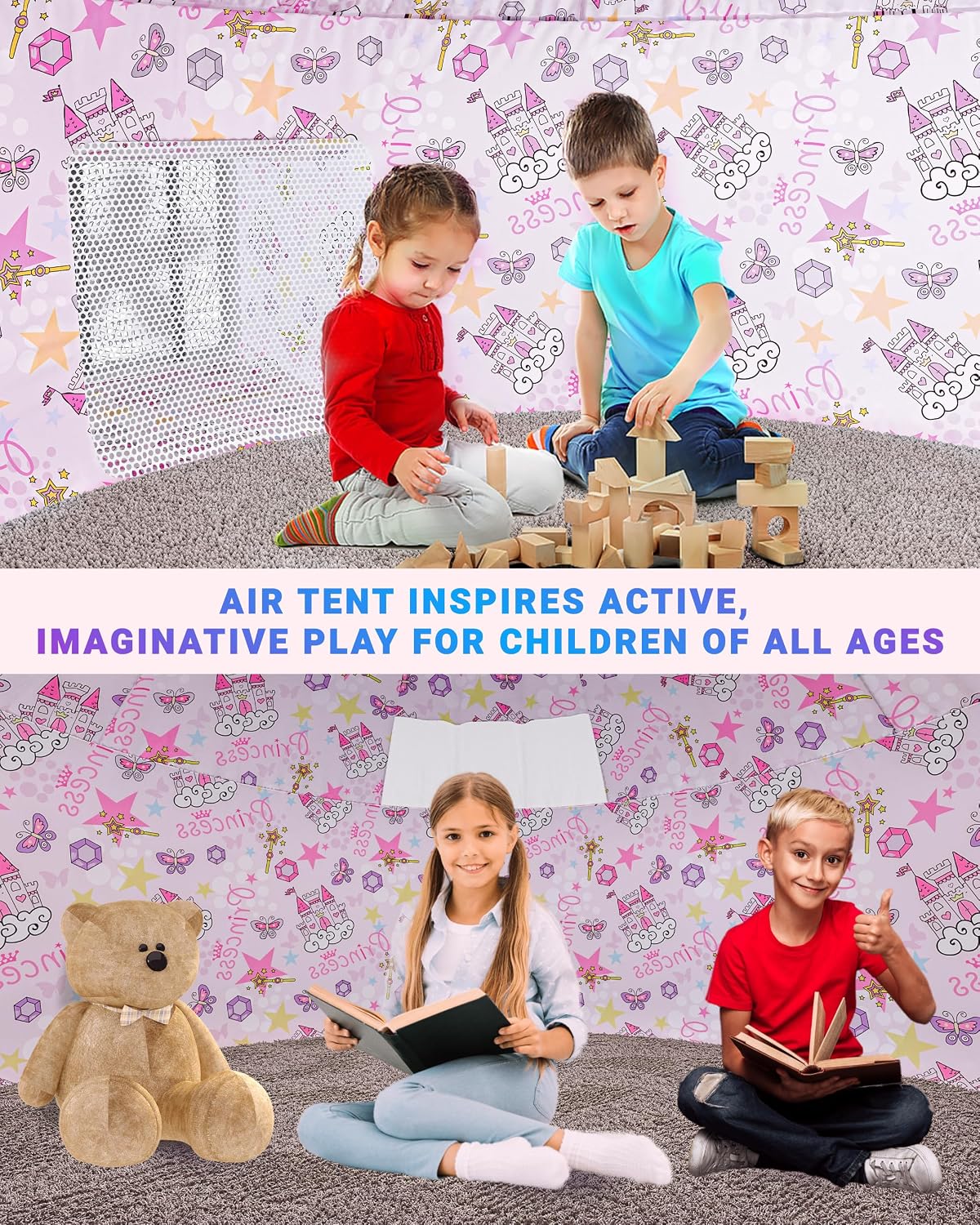 Air Tent for kids Door 77 x 50 in - Princess Magic Fort - image 3