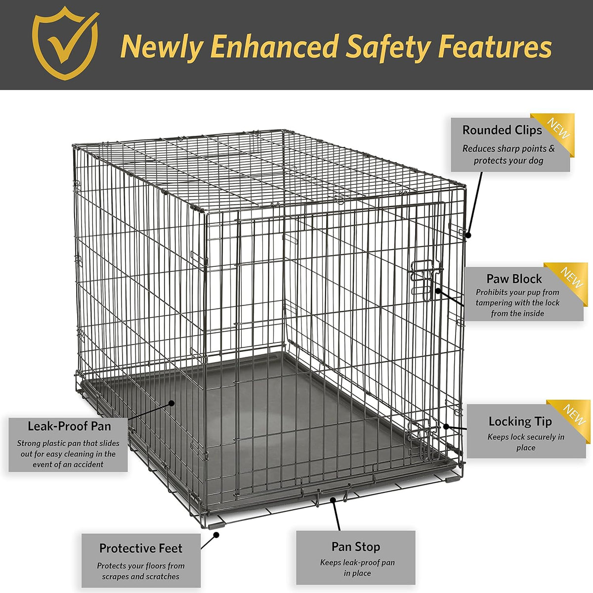 New World by Midwest 42-Inch Single Door Crate, for Large Breeds - Single Door - Black / Large (42"L) - image 4