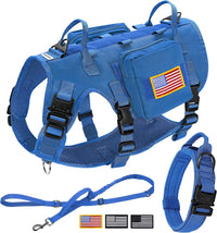 Forestpaw Tactical Dog Harness for Large Dogs, Military, L - S:Chest 17-25",Fit 20-35lbs / Blue