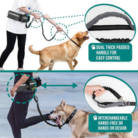 PetAmi Hands Free Dog Leash with Waist Running Belt Bag, Single – Essentials for Dogs - 2 Leashes / Charcoal Grey - image 3