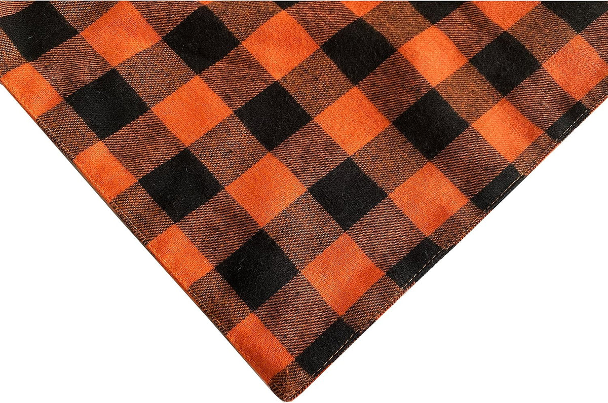 Fall Dog Bandanas 2 Pack, Orange Plaid Pet Scarf for Boy and Girl, Premium Durable Fabric, Holiday - Orange / Large - image 3