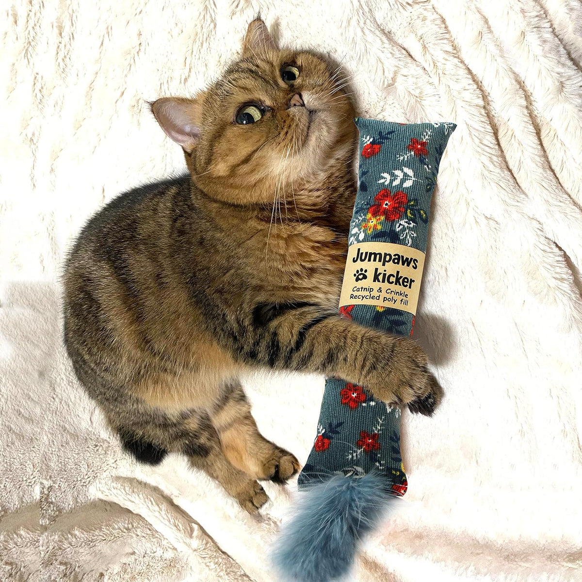Jumpaws 2 Pack Natural Interactive Catnip & Silvervine Cat Kicker - Floral - image 3