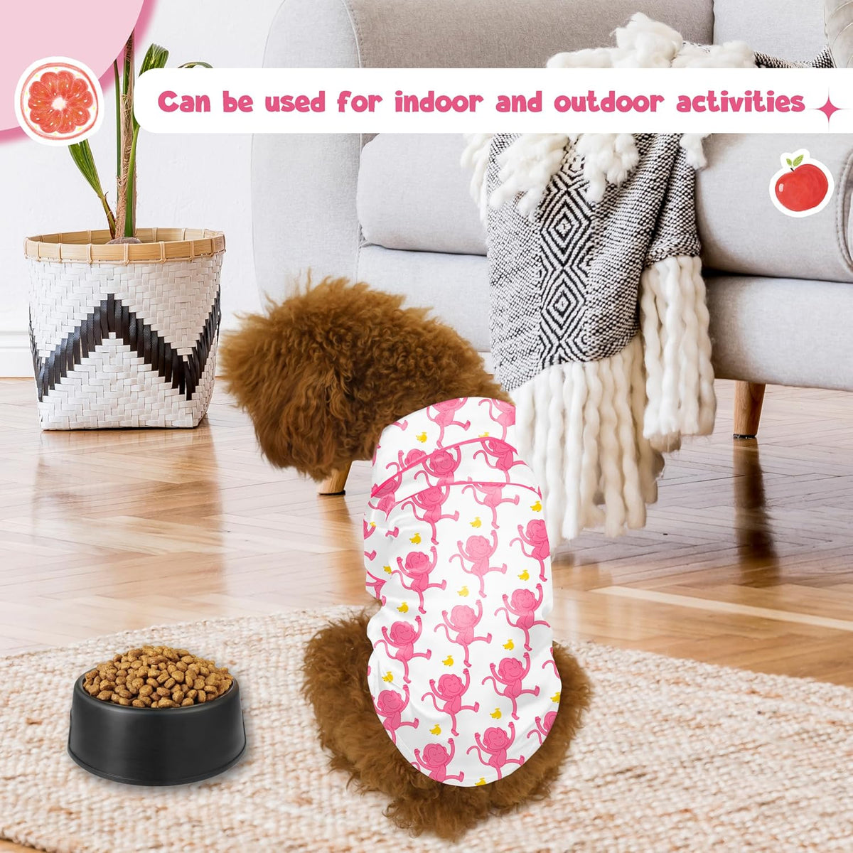 Dog Silk Pajamas Small Sized Dog Robe Satin Pjs with Belt – Essentials for Dogs - Pink Monkey / X-Large - image 3