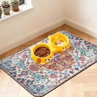 Pet Feeding Mat for Floors Cat Food Mat Waterproof Dog Food Mat - 24"L x 16"W / Boho-2