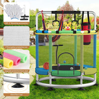 BLINWORLD toddler trampoline with enclosure net, T-handrail and basketball hoop - view 6