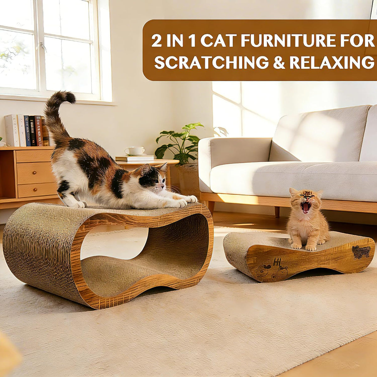 Cat Scratcher, 2 in 1 Cardboard Cat Scratchers for Indoor Cats Scratch Pad – Essentials for Cats - 87CM - image 3