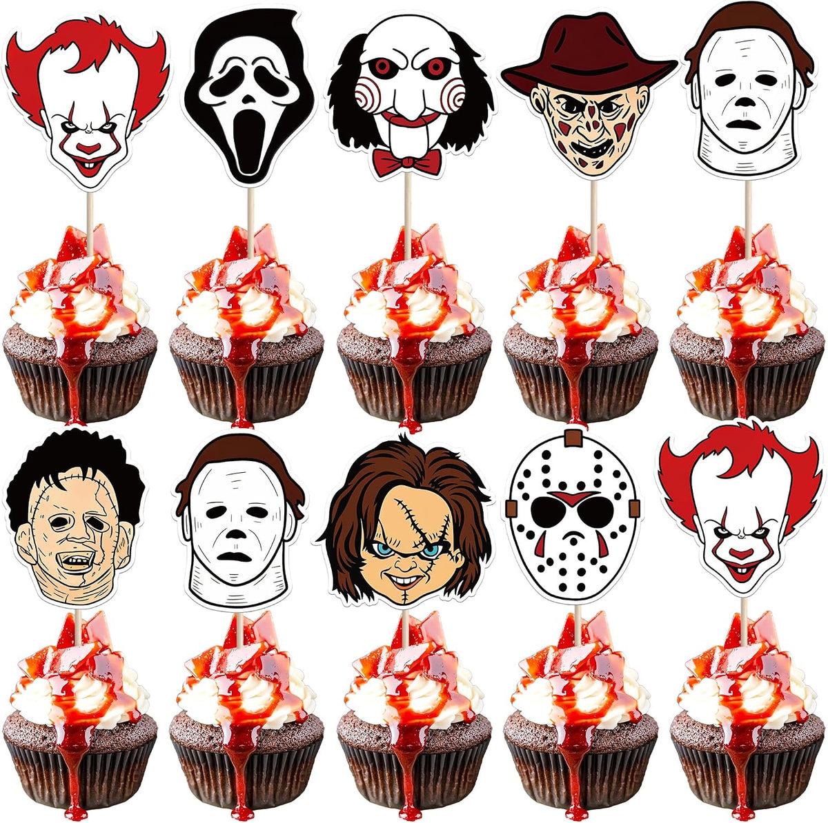 Rsstarxi 24 Have a Killer Birthday glitter horror cupcake toppers