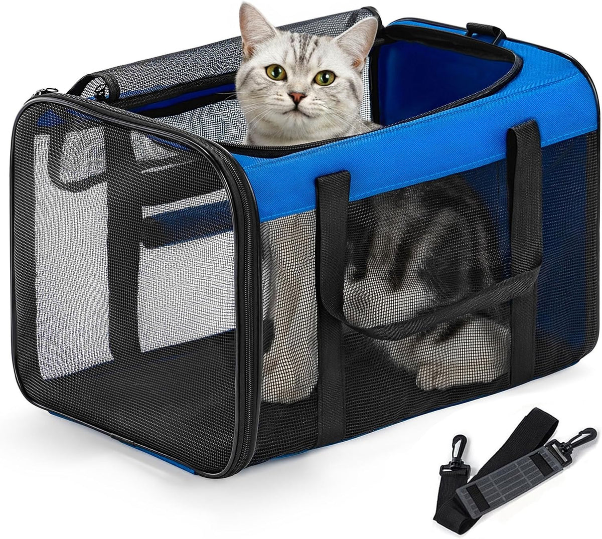 Conlun Cat Carrier Bag, Soft-Sided Pet Carriers for Dogs, M - 17.0"L x 11.0"W x 11.0"H / Blue
