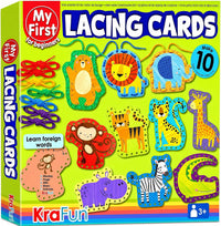 KRAFUN Princess, Unicorn & Mermaid Lacing Cards Age 3+ - Safari - Large