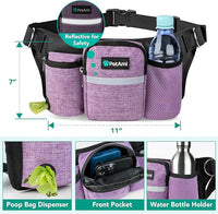 PetAmi Premium Hands Free Dog Leash for 2 Dogs, Adjustable Waist Belt Leash for Dog Walking, Fanny Pack Accessories Bag Dual Bungee Leash for Running, Hiking, Jogging, Biking, Purple