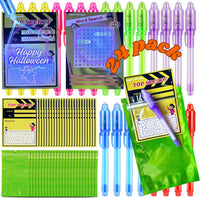 D&N Lifestyle invisible ink pens for kids, 24 UV secret message pens with activity cards and gift bags