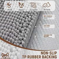 Absorbent Dog Door Mat for Muddy Paws - 72"L x 48"W x 1" Th / Grey with Paw - image 3