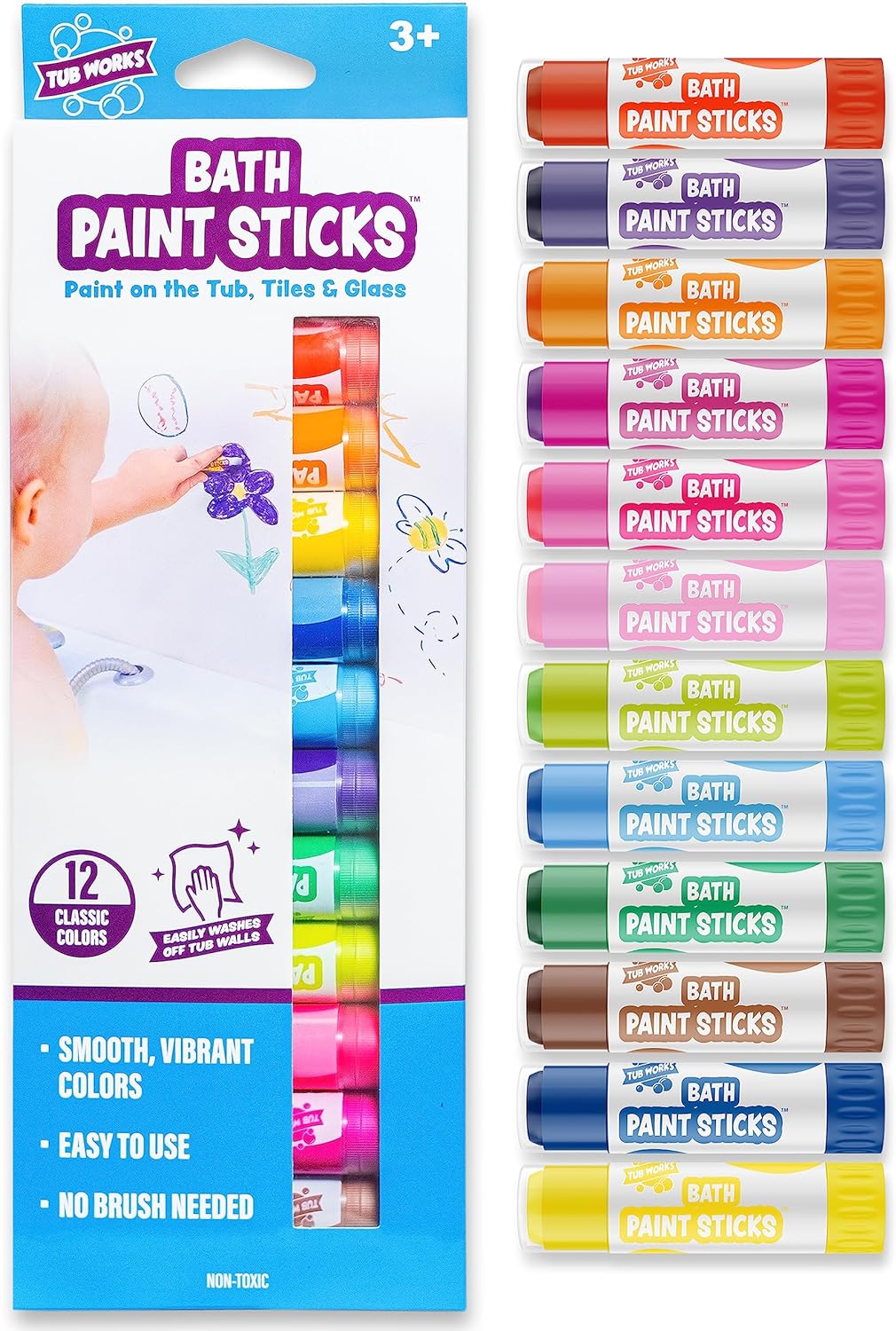 Tub Works Bath Paint Sticks Bath Toy, Nontoxic