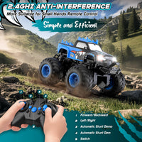 Remote Control Car All-Terrain 1:18 Rc Car with LED Lights 2 Batteries – Fun for Kids & Family - Dark Blue - image 4