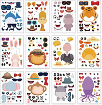 24 Sheets Make a Face Stickers for Kids Toddlers Party Favors Crafts – Fun for Kids & Family - Zoo Animals