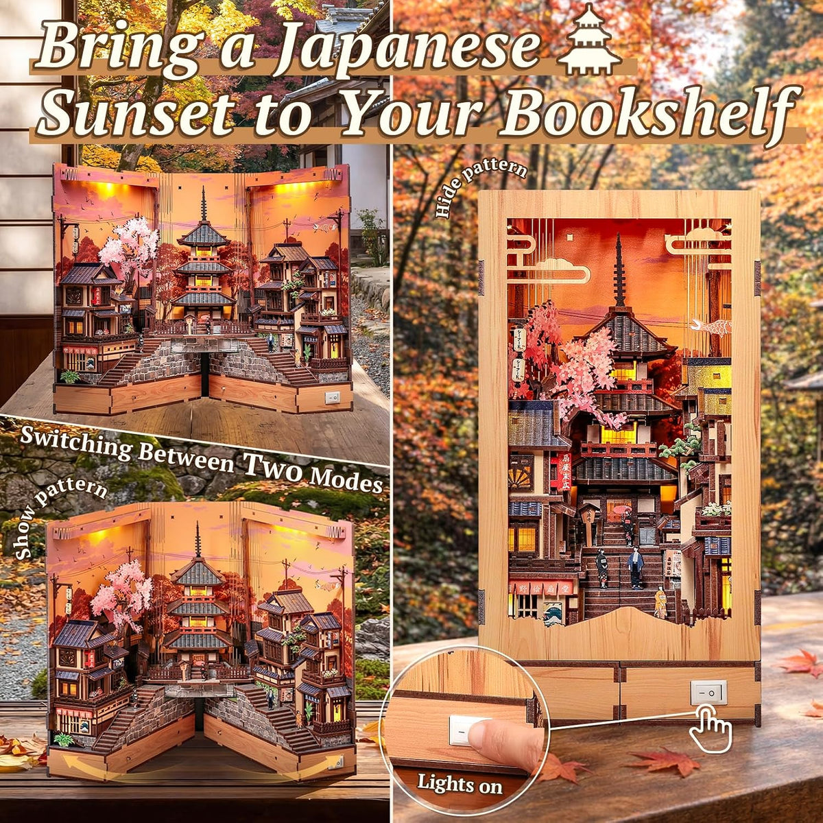 Fsolis Book Nook Kit Booknook Bookshop - Twilight Sakura Path - image 3