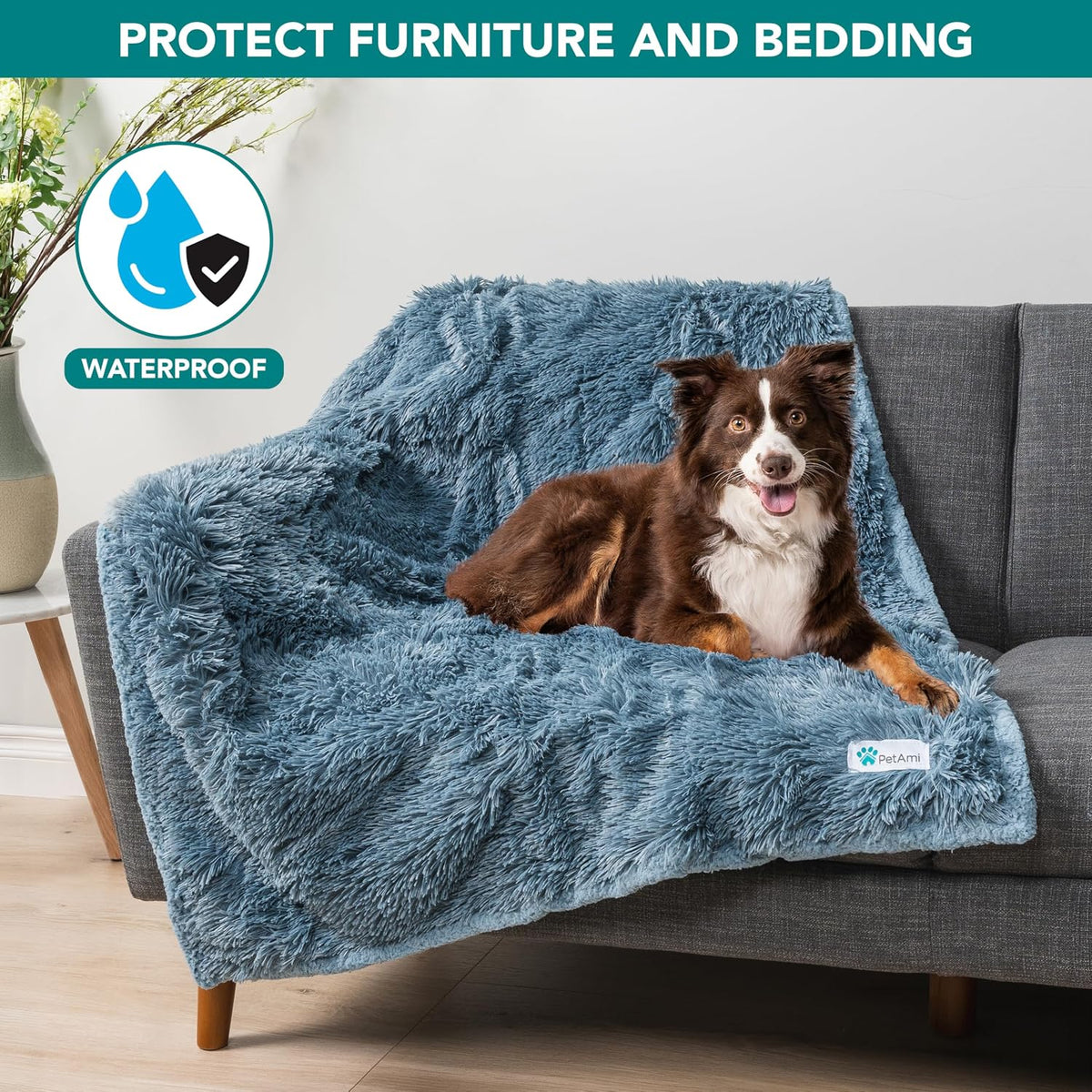 PetAmi Waterproof Dog Blanket for Couch Protector Pet Throw - Dusty Blue / X-large (60x80) - image 2