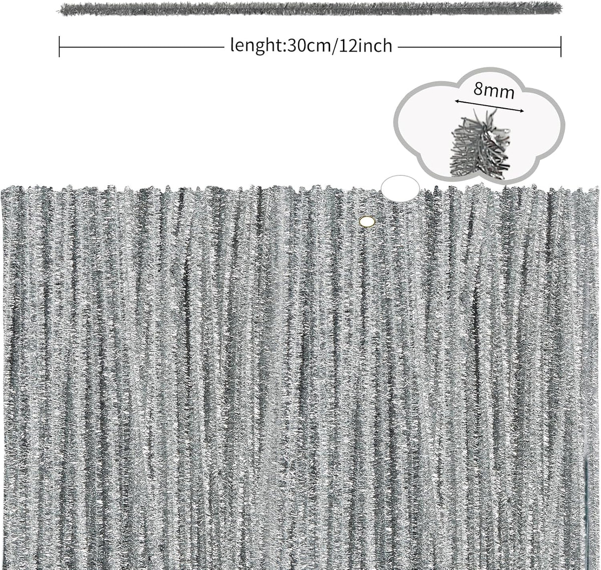 Pipe Cleaners Craft Supplies - 30CM / Glitter Silver / 100 - image 2