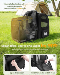 pecute Cat Backpack Expandable - Black / 12.6"L x 10.2"W x 16.5"H / Acrylic Window - image 2