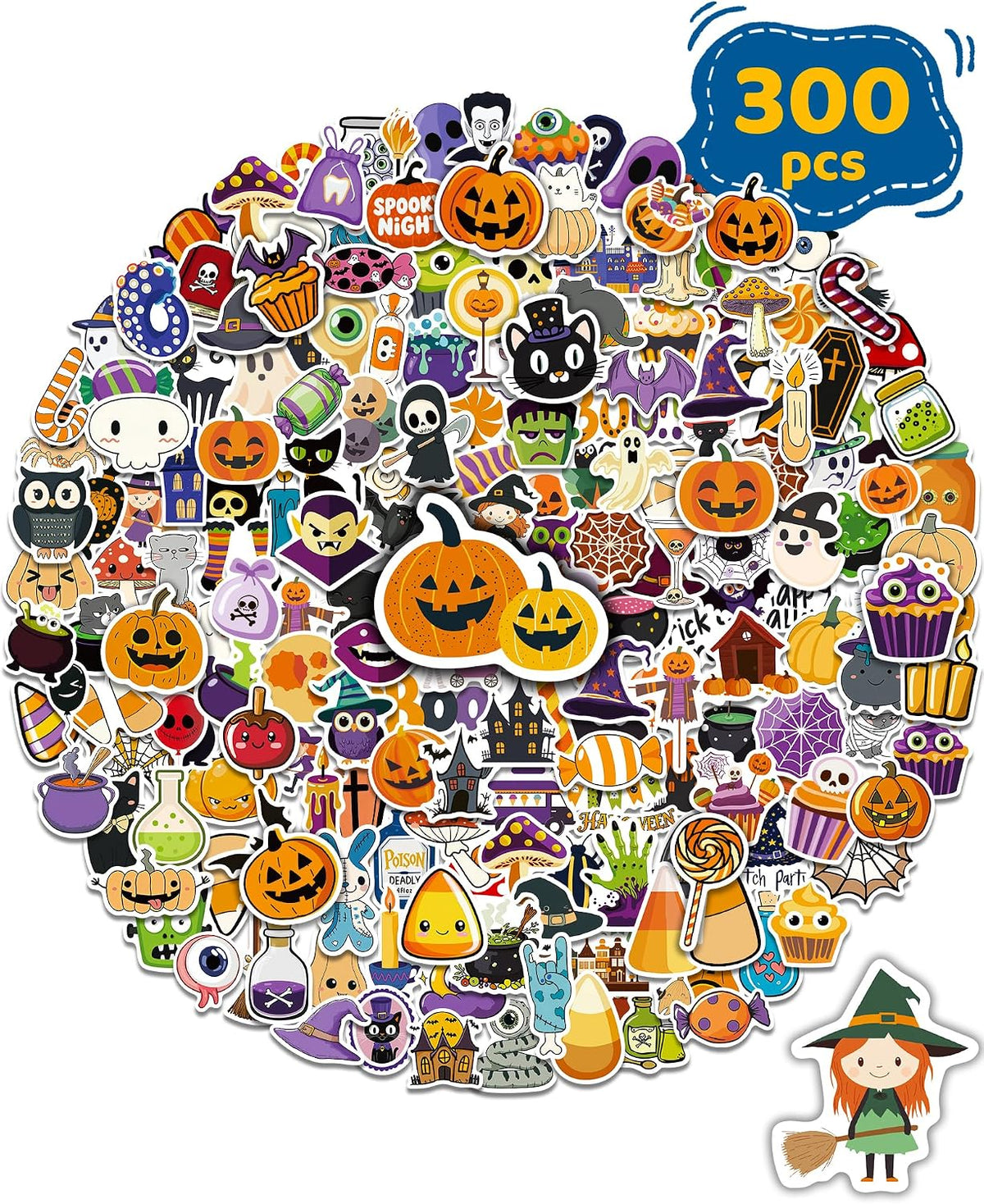 300 PCS Halloween Pumpkin Stickers - Halloween