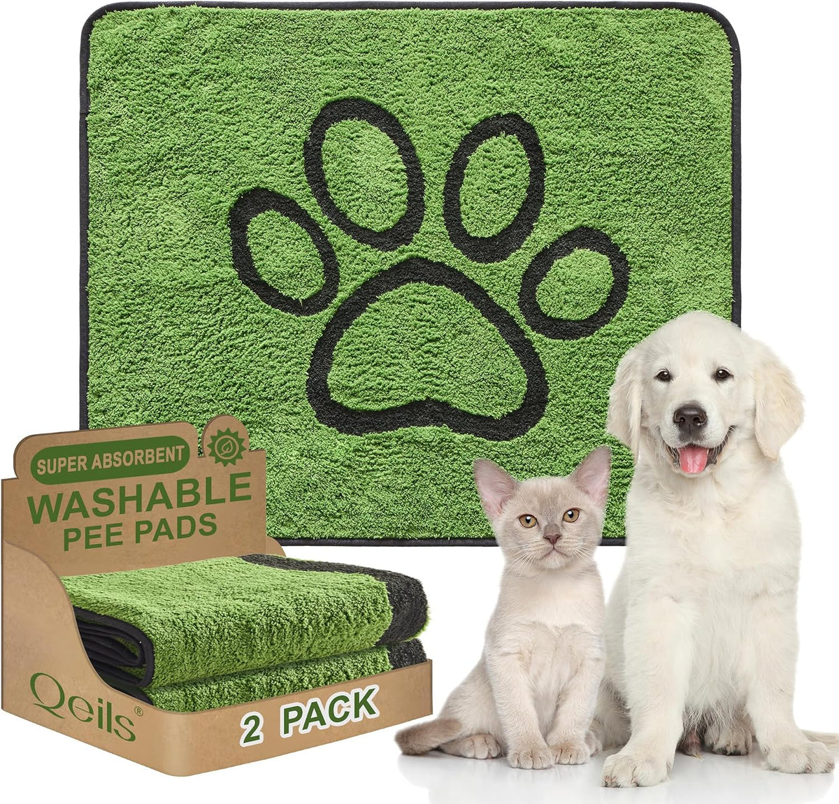 Reusable Dog Pee Pads, Washable Puppy Pads - Flannel / 30"x34"(pack of 2)