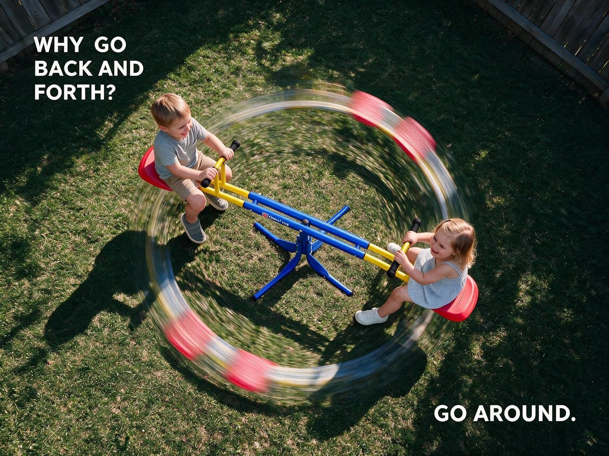 Grow'n Up Heracles four-leg kids seesaw with foam handle guards and 360 degree spin - view 3