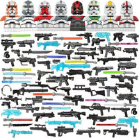 EPAZISOH 81 piece sci-fi minifigure weapon and armor kit with helmets, swords and energy guns