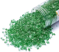 TWINKLING High Luster Fire Glass Gravel Stone Glitter,Broken Glass,Fire Gems Chips,Crushed Glass for Fire Pit Crafts Resin Art Aquarium Garden Decoration,3-6mm,1-Pound Jar (Light Green)