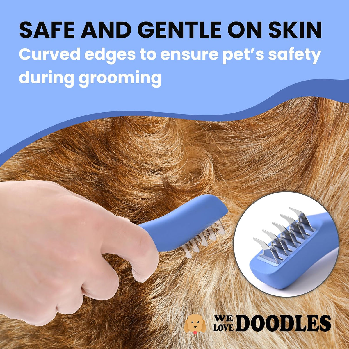Dematting Comb for Dogs, Undercoat Rake Grooming Tool - 5 Blades - image 4