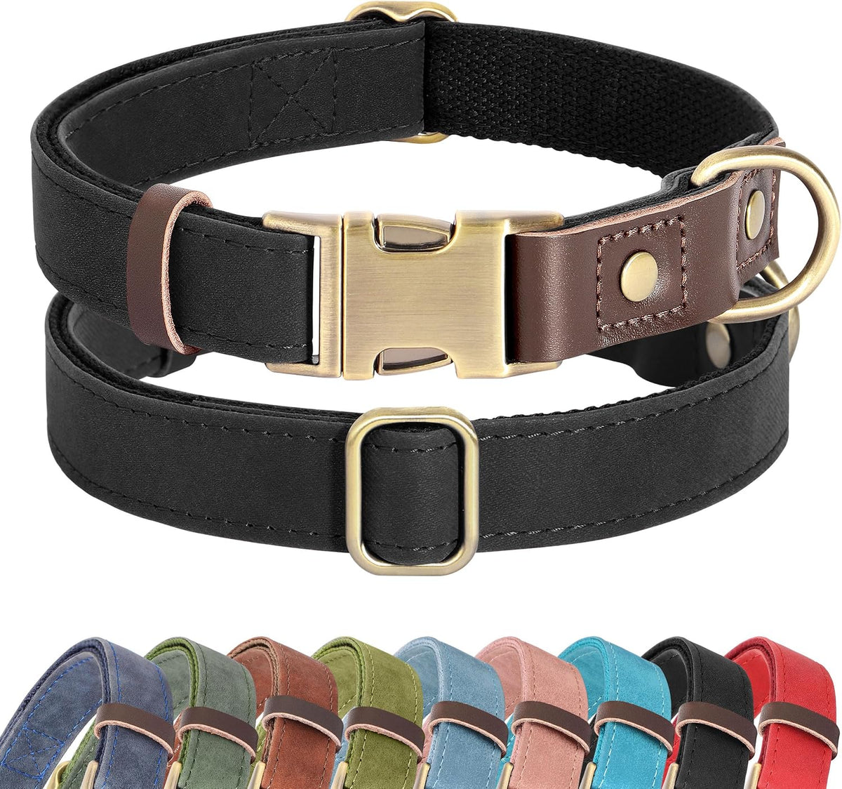 PU Leather Dog Collar for Small Dogs Puppy, Soft Lining, Green S – Essentials for Dogs - Black / M: Neck 14-19", Width ¾"